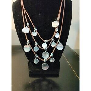 Chico's Multi Strand Disc's on Leather Necklace